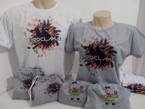 Camisa em Malha 100% poliester, cor branca, sublimada f/c